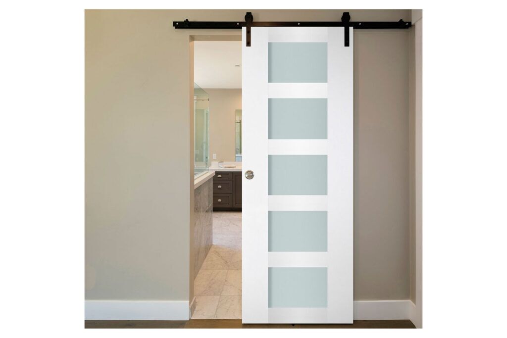 Nova Italia Vetro 5 Lite Alaskan White Laminate Interior Door - Barn Door