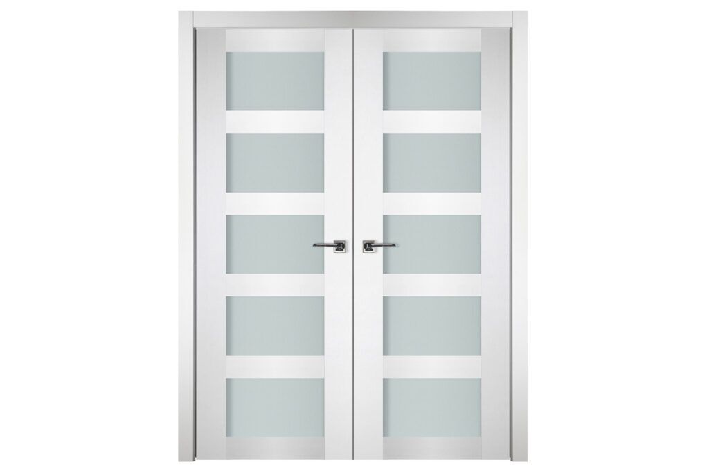 Nova Italia Vetro 5 Lite Alaskan White Laminate Interior Door - Double Door