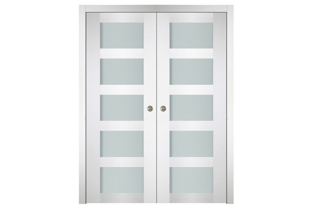 Nova Italia Vetro 5 Lite Alaskan White Laminate Interior Door - Double Pocket