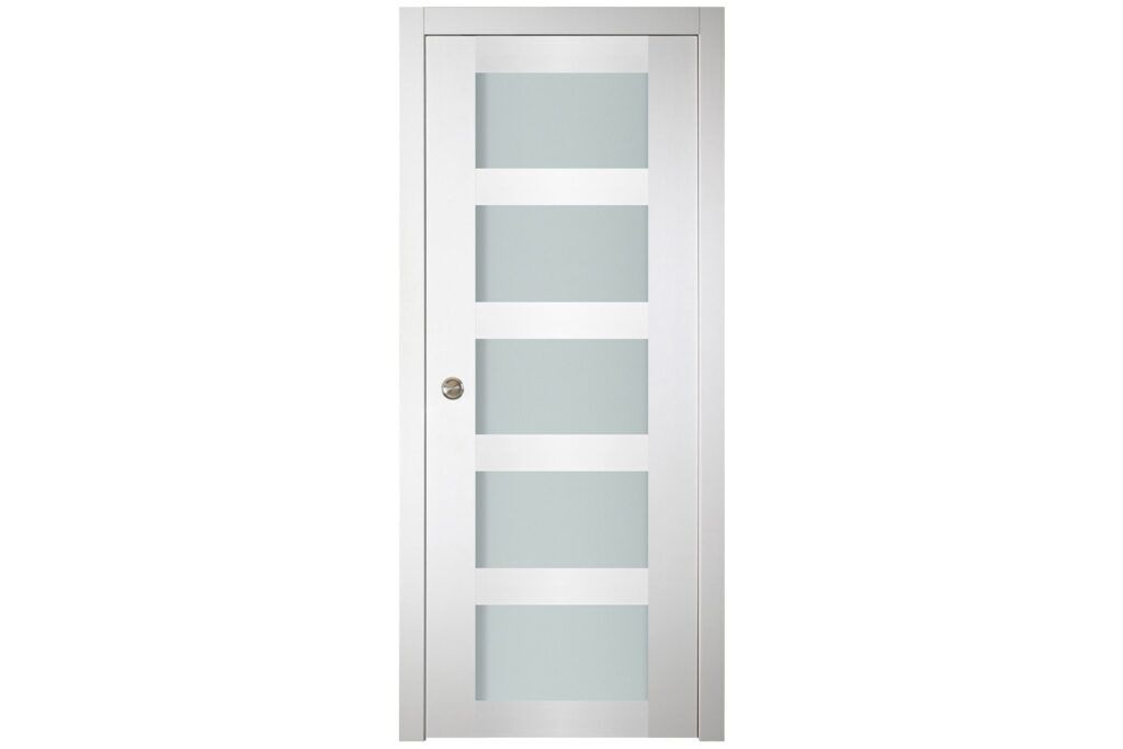 Nova Italia Vetro 5 Lite Alaskan White Laminate Interior Door - Single Pocket