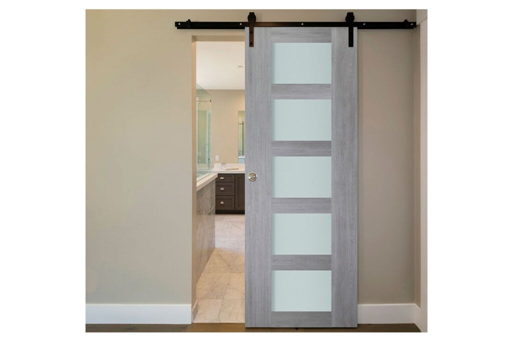 Nova Italia Vetro 5 Lite Light Grey Laminate Interior Door - Barn Door