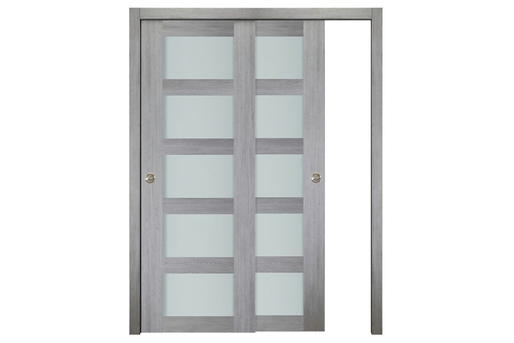 Nova Italia Vetro 5 Lite Light Grey Laminate Interior Door - Bypass Door
