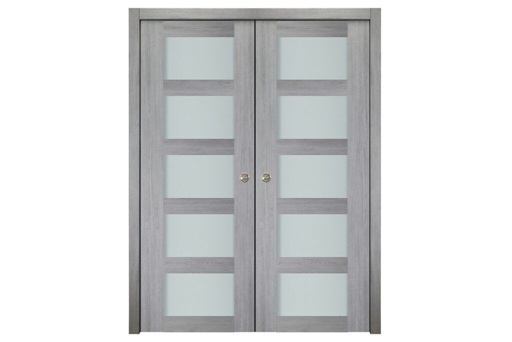 Nova Italia Vetro 5 Lite Light Grey Laminate Interior Door - Double Pocket