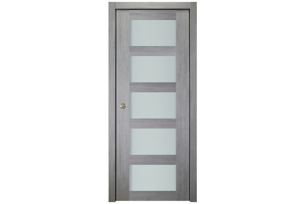 Nova Italia Vetro 5 Lite Light Grey Laminate Interior Door - Single Pocket