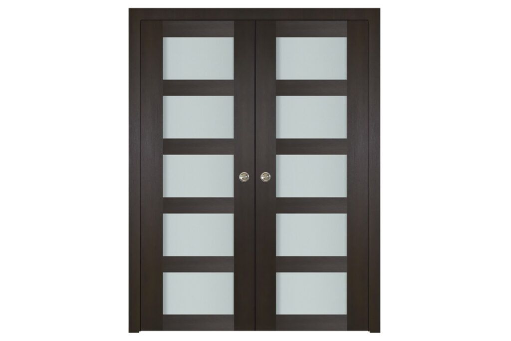 Nova Italia Vetro 5 Lite Premium Wenge Laminate Interior Door - Double Pocket