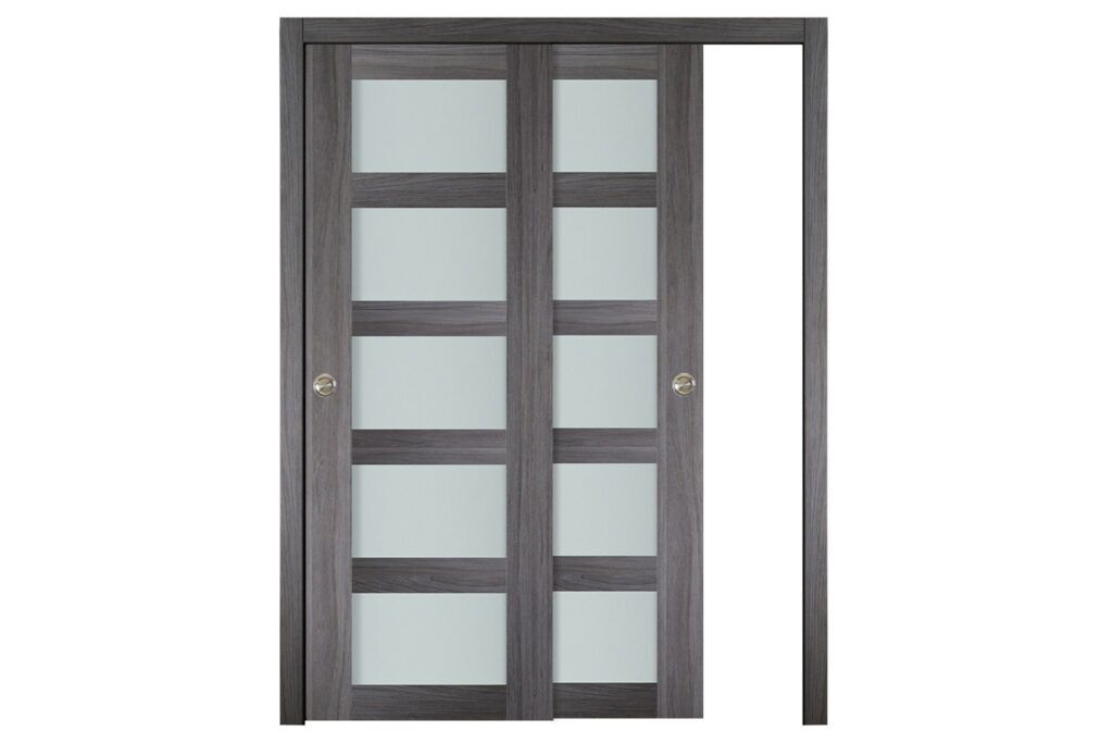 Nova Italia Vetro 5 Lite Swiss Elm Laminate Interior Door - Bypass Door
