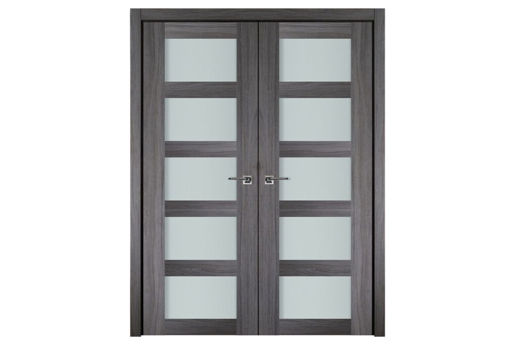 Nova Italia Vetro 5 Lite Swiss Elm Laminate Interior Door - Double Door