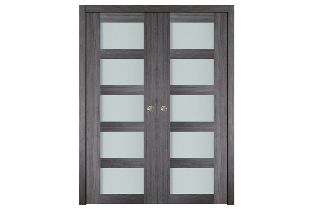 Nova Italia Vetro 5 Lite Swiss Elm Laminate Interior Door - Double Pocket