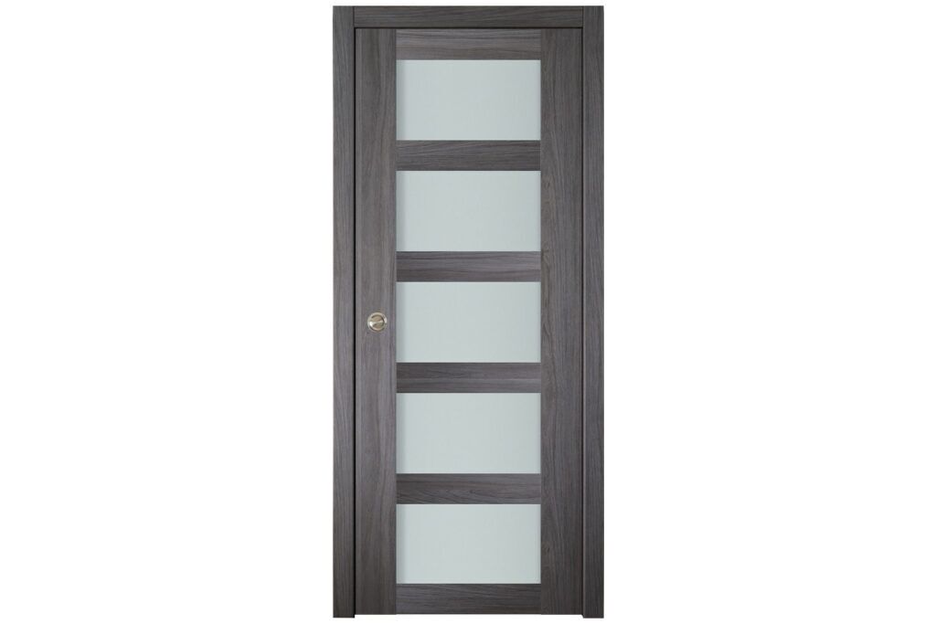 Nova Italia Vetro 5 Lite Swiss Elm Laminate Interior Door - Single Pocket