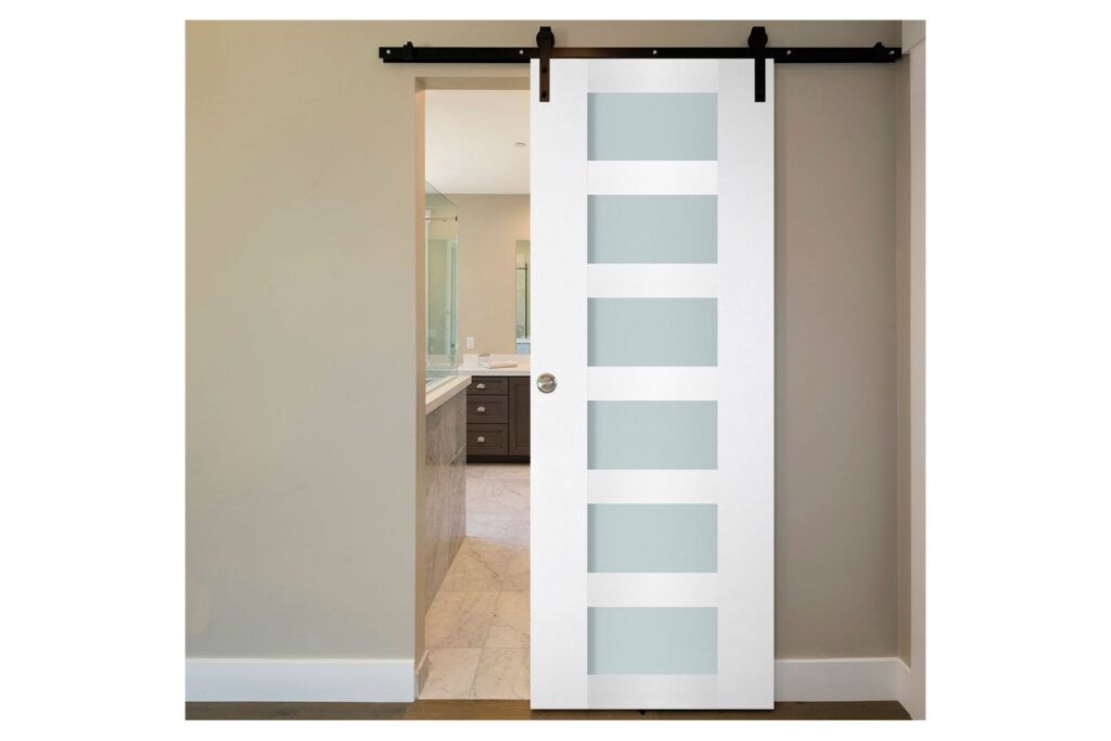 Nova Italia Vetro 6 Lite Alaskan White Laminate Interior Door - Barn Door