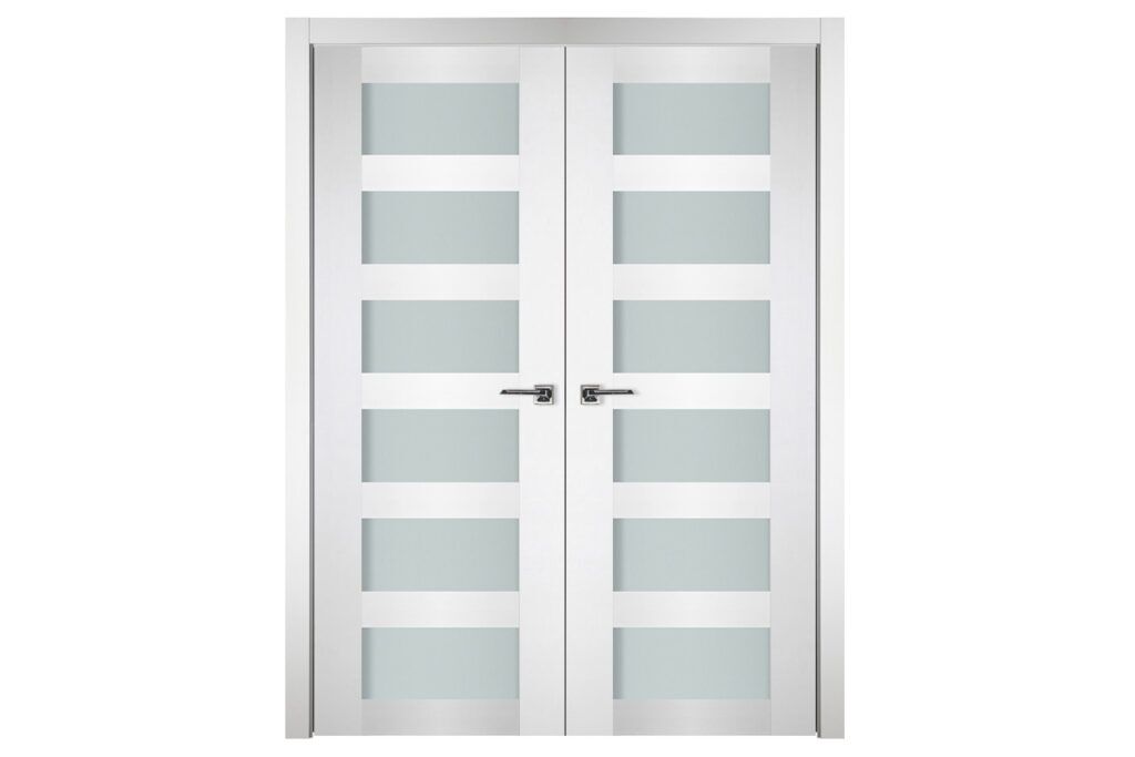 Nova Italia Vetro 6 Lite Alaskan White Laminate Interior Door - Double Door