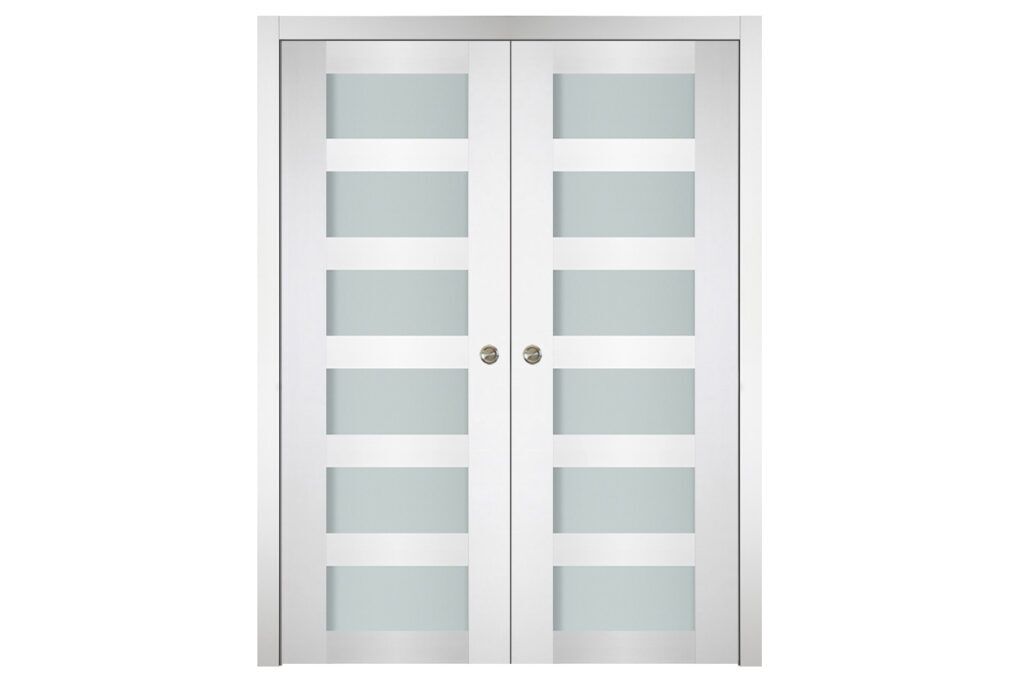 Nova Italia Vetro 6 Lite Alaskan White Laminate Interior Door - Double Pocket