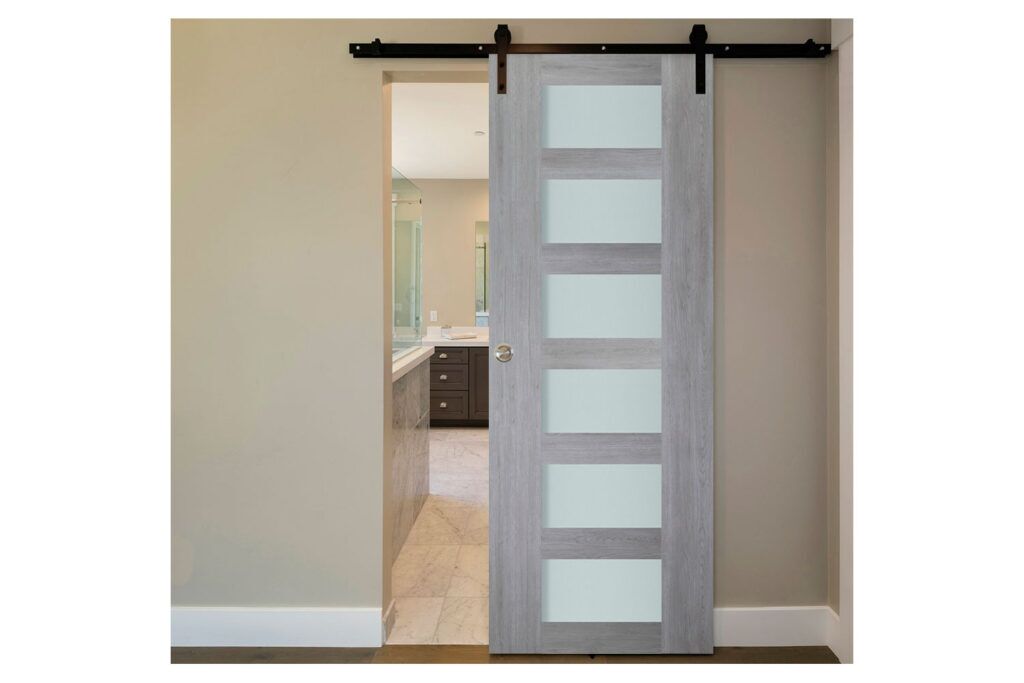 Nova Italia Vetro 6 Lite Light Grey Laminate Interior Door - Barn Door