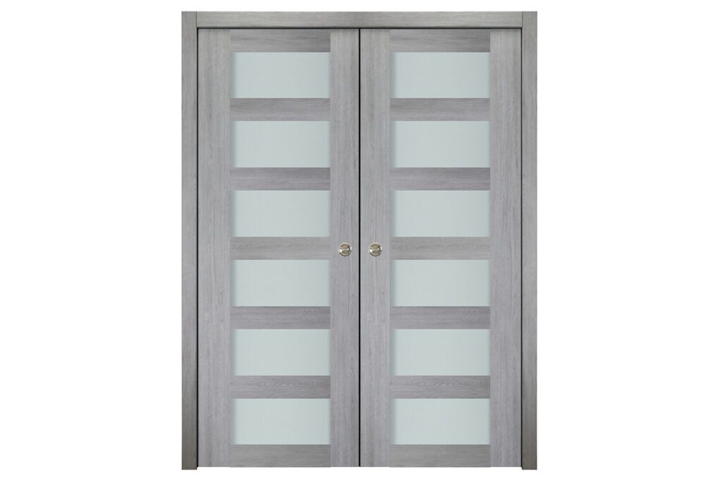 Nova Italia Vetro 6 Lite Light Grey Laminate Interior Door - Double Pocket
