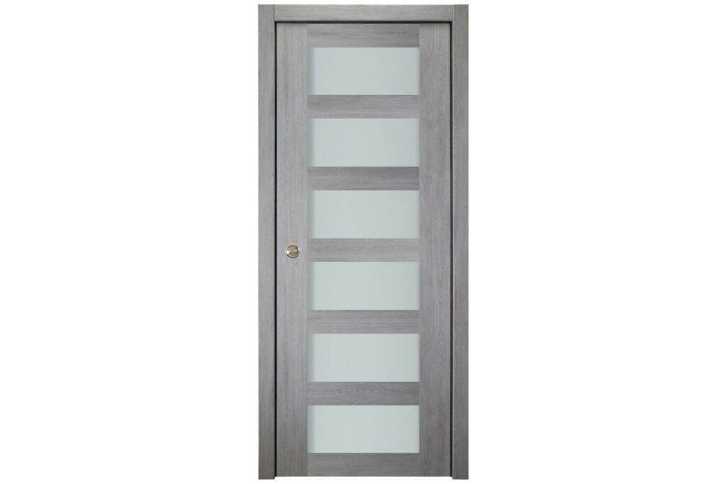 Nova Italia Vetro 6 Lite Light Grey Laminate Interior Door - Single Pocket