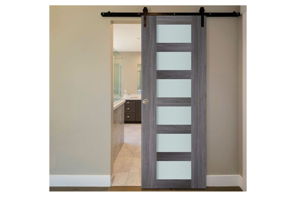 Nova Italia Vetro 6 Lite Swiss Elm Laminate Interior Door - Barn Door
