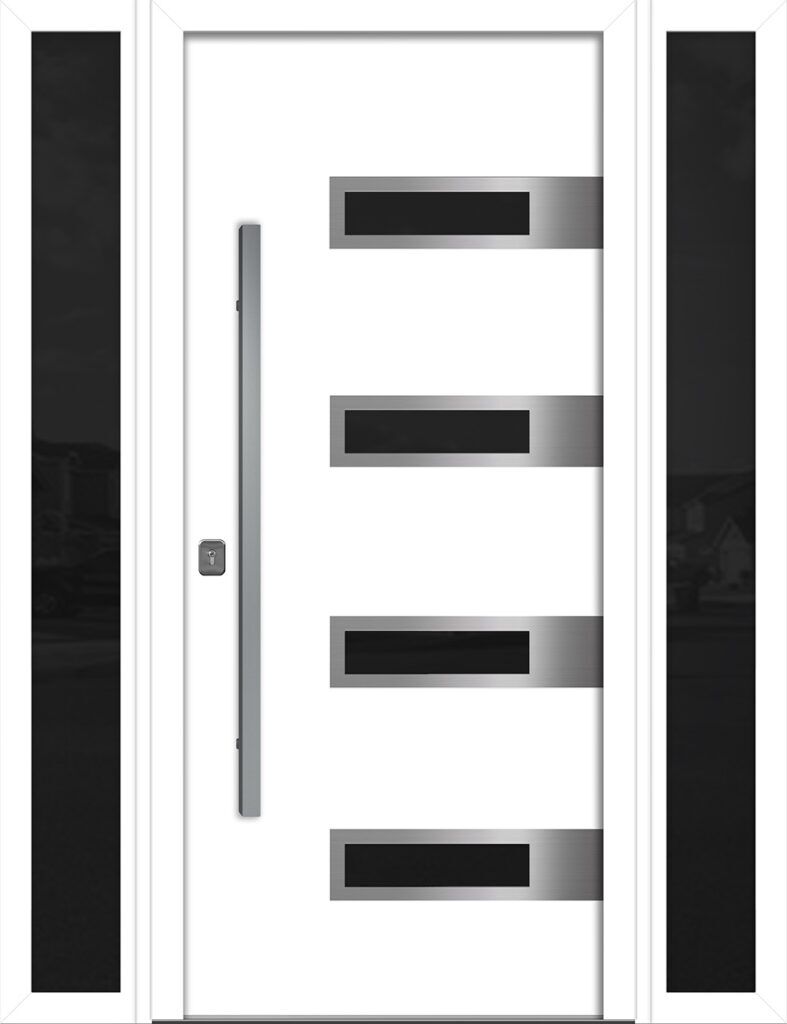 Nova Inox S4 White Modern Exterior Door w Double Sidelight Right-in