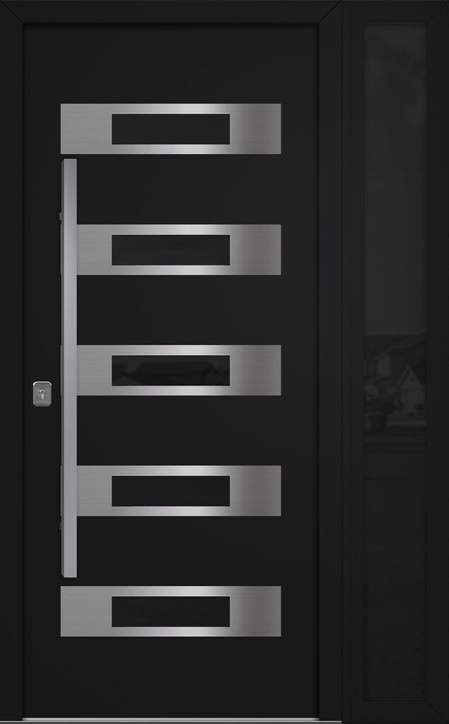 Nova Inox S5 Black Modern Exterior Door w Right Sidelight Right-in