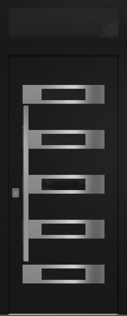 Nova Inox S5 Black Modern Exterior Door w Transom Right-in