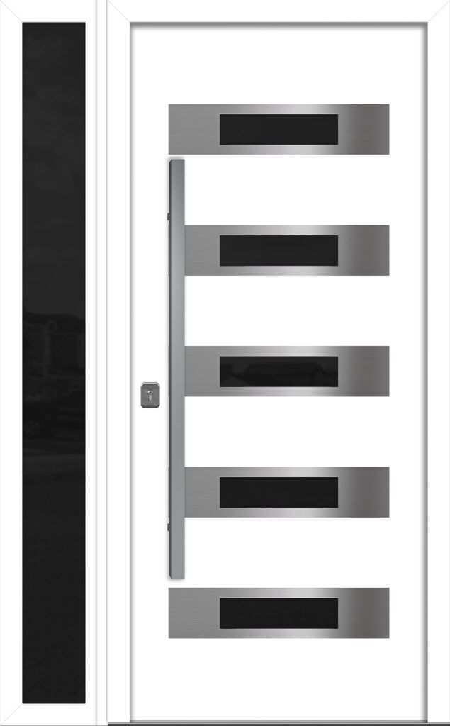Nova Inox S5 White Modern Exterior Door w Left Sidelight Right-in