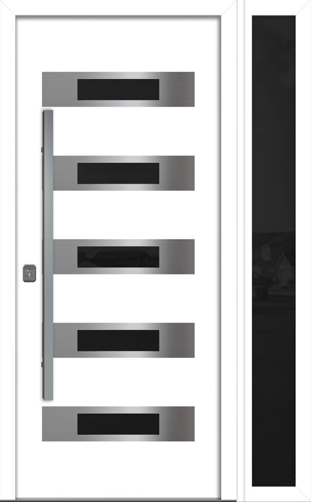 Nova Inox S5 White Modern Exterior Door w Right Sidelight Right-in