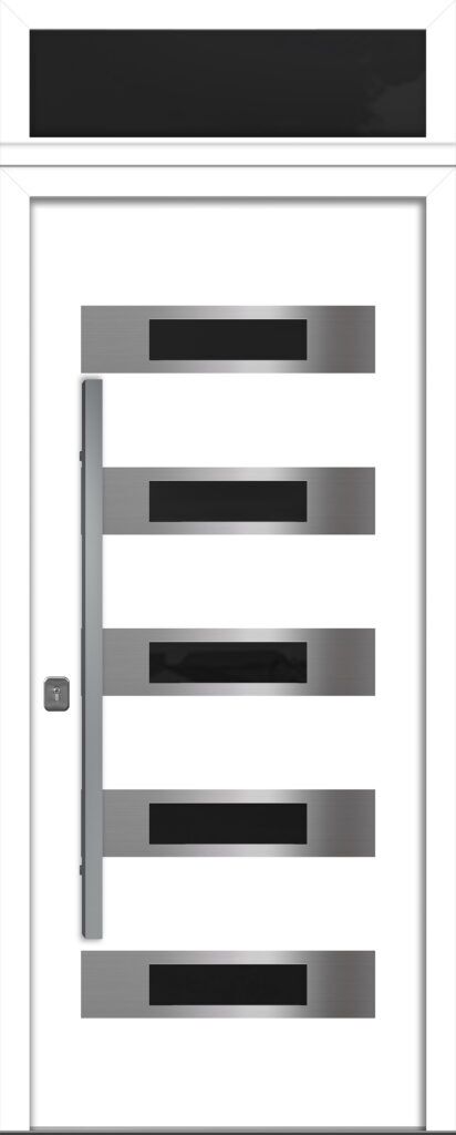 Nova Inox S5 White Modern Exterior Door w Transom Right-in