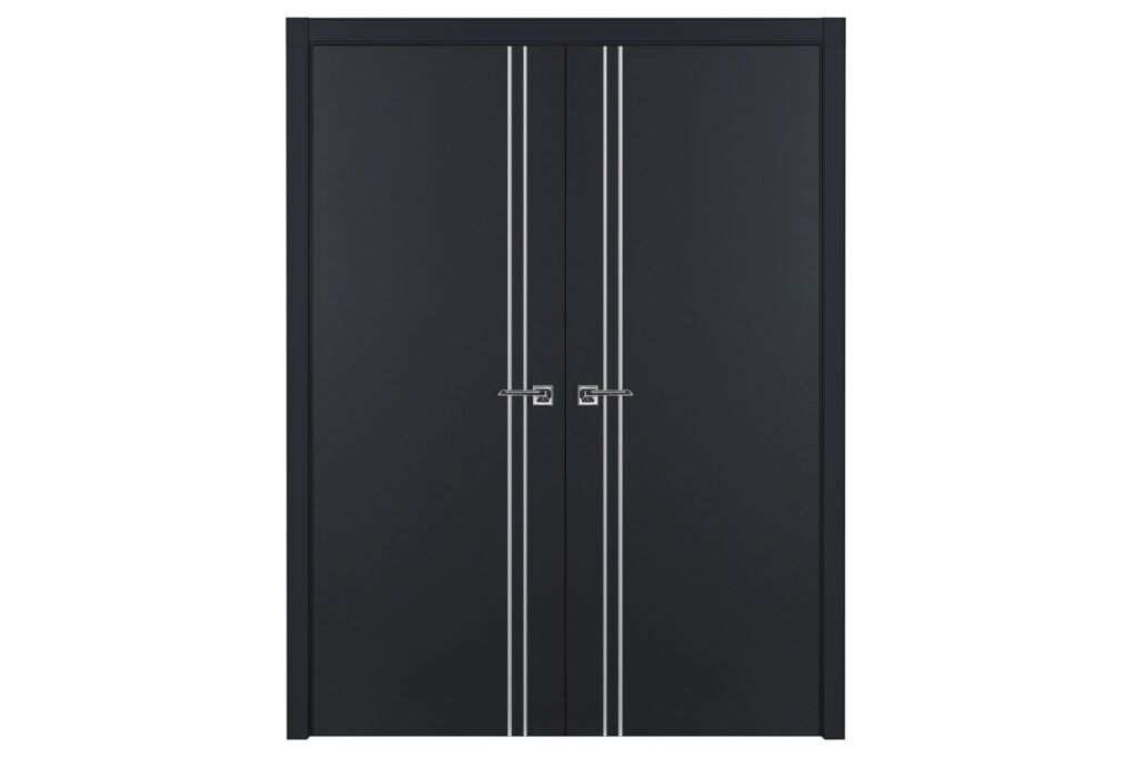 Nova Glam G Pro 002 Soft Black Laminated Modern Interior Door - Double Door