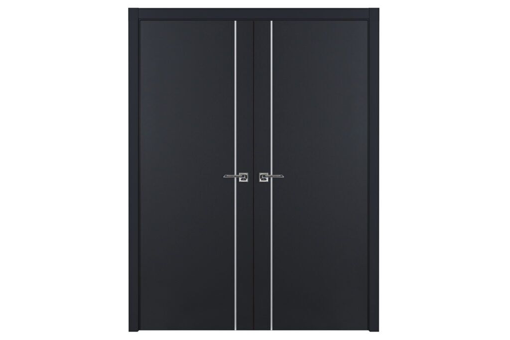 Nova Glam G Pro 003 Soft Black Laminated Modern Interior Door - Double Door