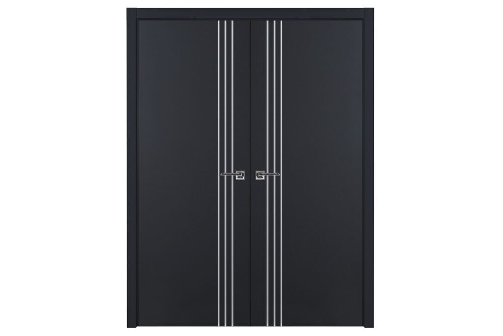 Nova Glam G Pro 004 Soft Black Laminated Modern Interior Door - Double Door