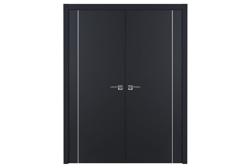 Nova Glam G Pro 005 Soft Black Laminated Modern Interior Door - Double Door