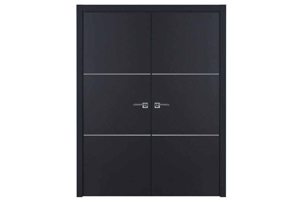 Nova Glam G Pro 006 Soft Black Laminated Modern Interior Door - Double Door