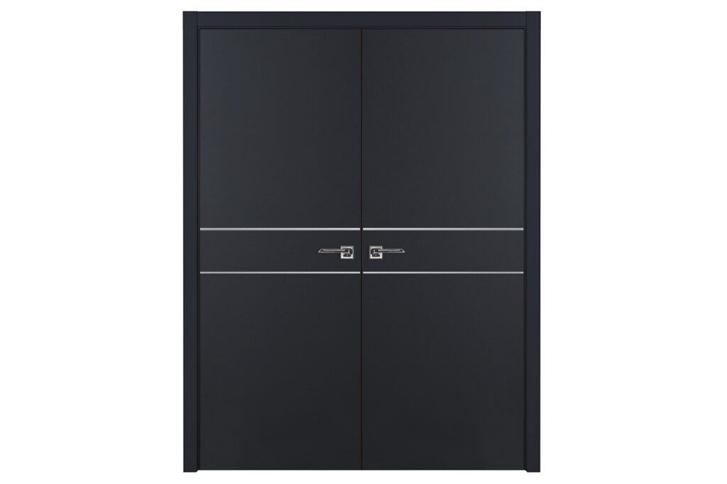 Nova Glam G Pro 008 Soft Black Laminated Modern Interior Door - Double Door