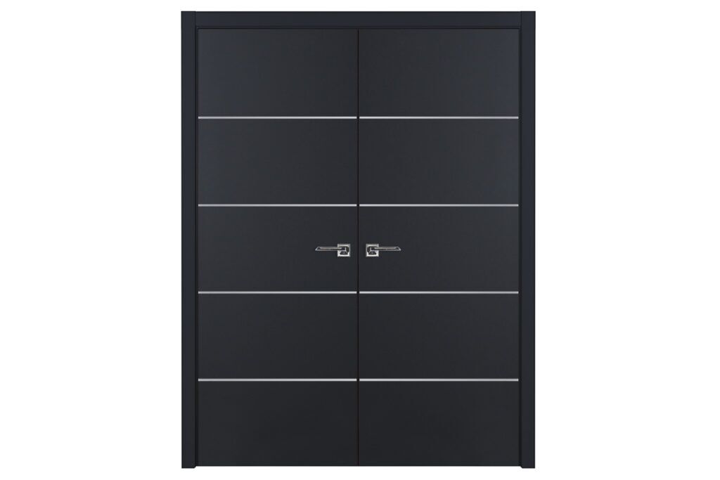 Nova Glam G Pro 010 Soft Black Laminated Modern Interior Door - Double Door