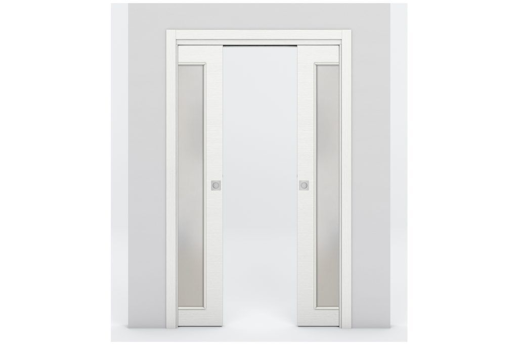 Nova Braga 1 Lite Bianco Matrix Laminated Modern Interior Door - Double Pocket