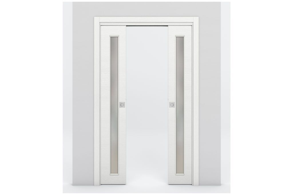Nova Braga 1 Lite V Bianco Matrix Laminated Modern Interior Door - Double Pocket