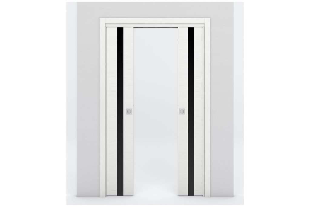 Nova Braga 1G Bianco Matrix Laminated Modern Interior Door - Double Pocket