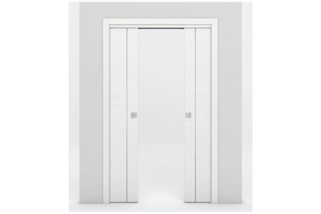 Nova Braga 1V Bianco Matrix Laminated Modern Interior Door - Double Pocket