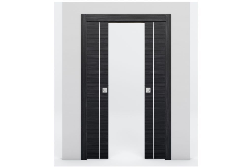Nova Braga 1V Blu Matrix Laminated Modern Interior Door - Double Pocket