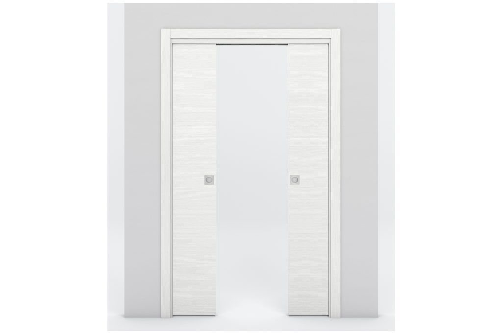 Nova Braga 1VR Bianco Matrix Laminated Modern Interior Door - Double Pocket