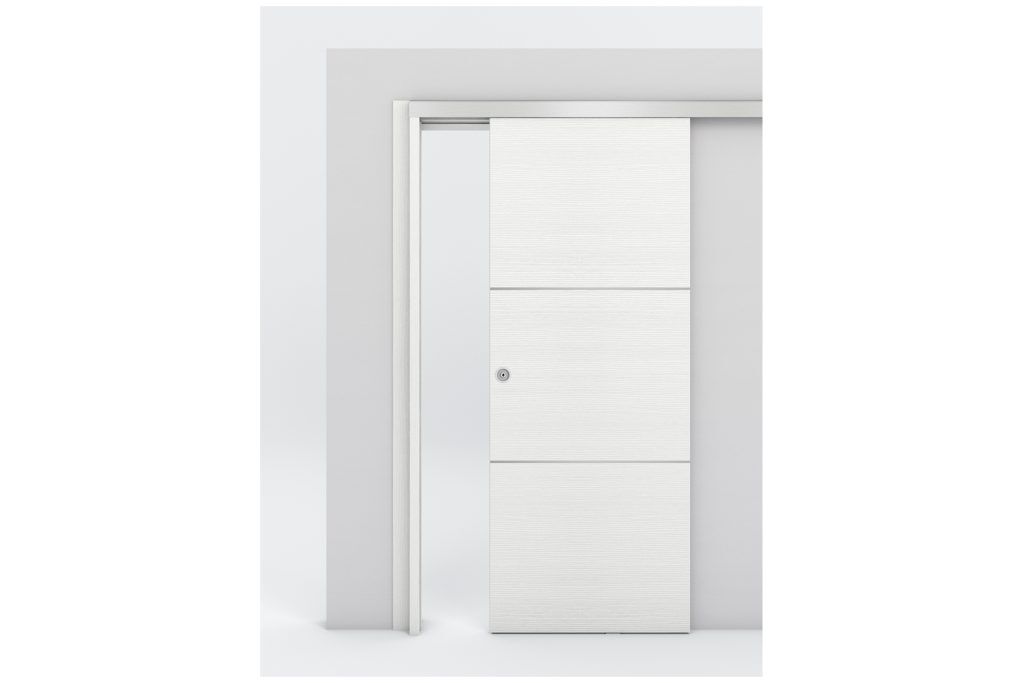Nova Braga 2H Bianco Matrix Laminated Modern Interior Door - Bypass Door