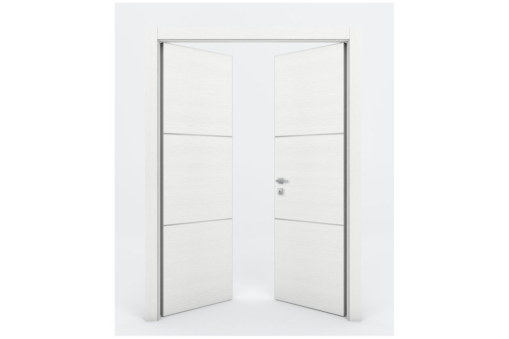 Nova Braga 2H Bianco Matrix Laminated Modern Interior Door - Double Door