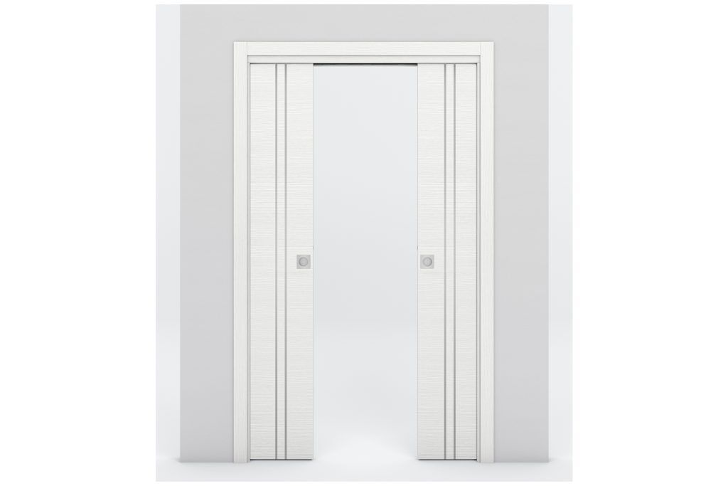 Nova Braga 2V Bianco Matrix Laminated Modern Interior Door - Double Pocket