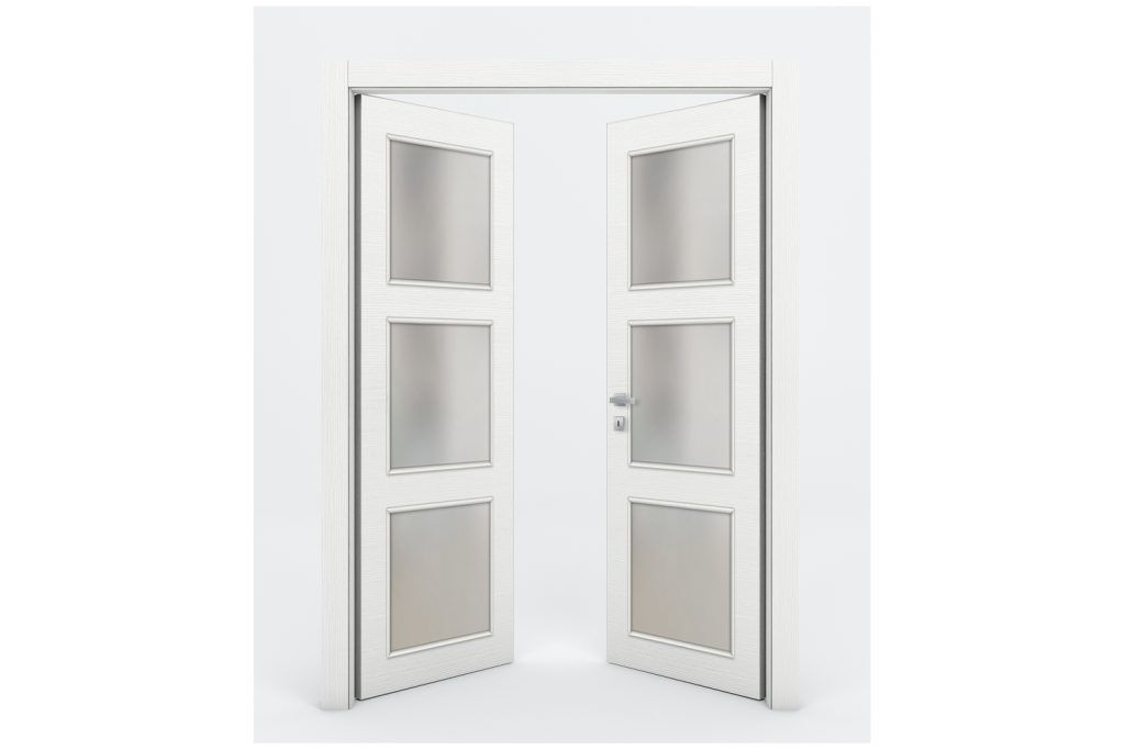 Nova Braga 3 Lite Bianco Matrix Laminated Modern Interior Door - Double Door