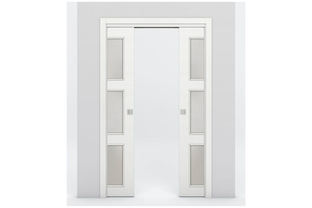 Nova Braga 3 Lite Bianco Matrix Laminated Modern Interior Door - Double Pocket