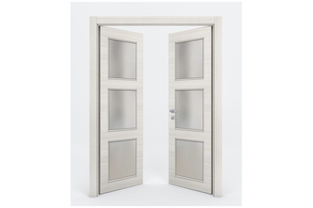Nova Braga 3 Lite Crema Matrix Laminated Modern Interior Door - Double Door