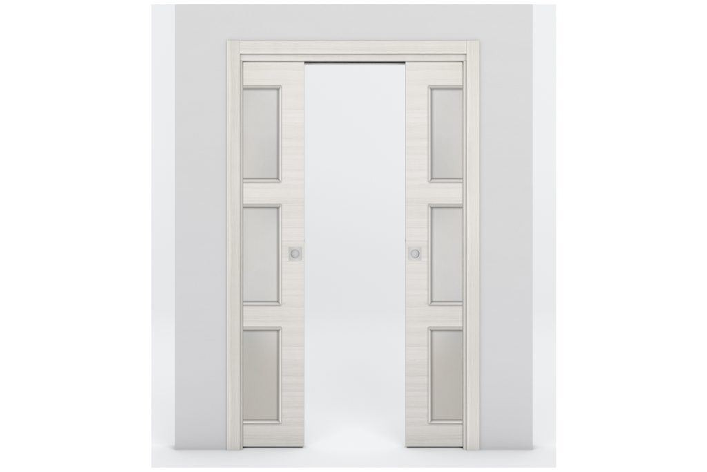 Nova Braga 3 Lite Crema Matrix Laminated Modern Interior Door - Double Pocket