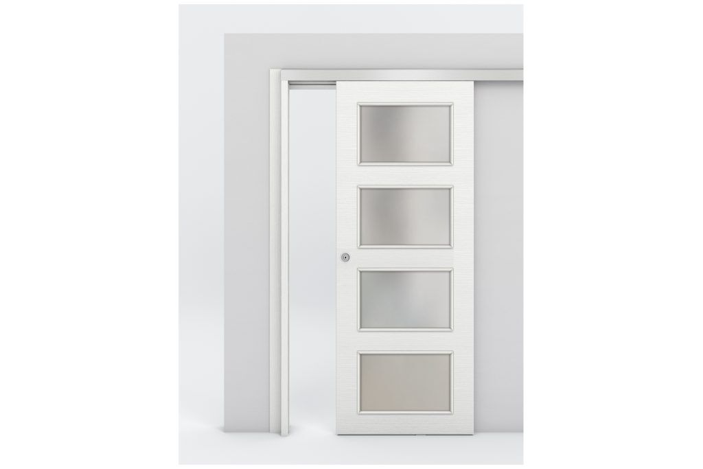 Nova Braga 4 Lite Bianco Matrix Laminated Modern Interior Door - Bypass Door