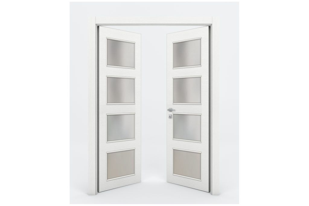 Nova Braga 4 Lite Bianco Matrix Laminated Modern Interior Door - Double Door