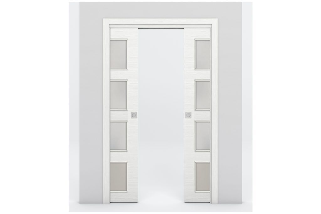 Nova Braga 4 Lite Bianco Matrix Laminated Modern Interior Door - Double Pocket