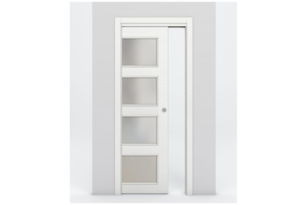 Nova Braga 4 Lite Bianco Matrix Laminated Modern Interior Door - Single Pocket